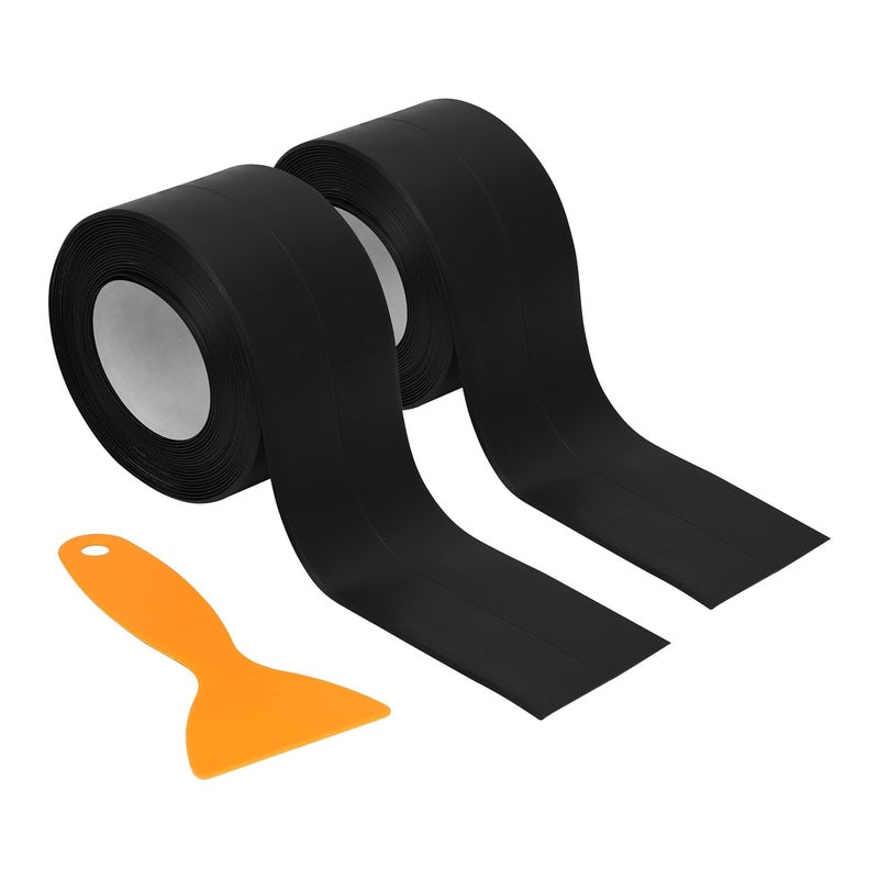 SICCOMA Black Caulk Tape 2 Rolls Self Adhesive Waterproof Countertop Caulking Sealant Tape, Bathroom Caulk Strip for Countertop, Toilet, Bath Tub, Sink, Shower, Backsplash (Black,1.5" x10.5Ft) - Image 1